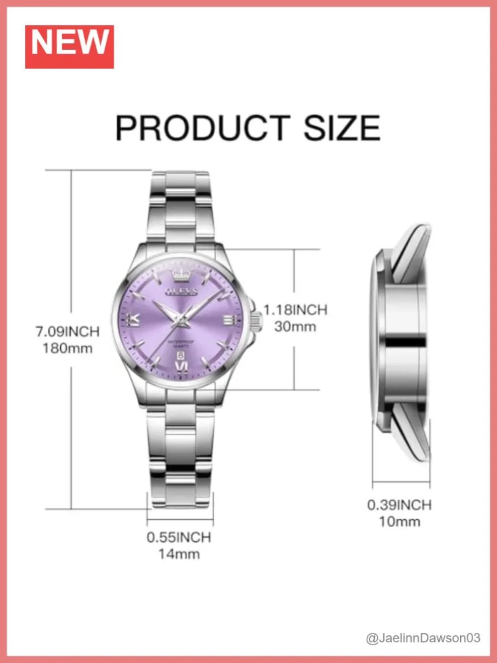 Luxury Elegant Stainless Steel Ladies Watch with Diamond Accents and Calendar